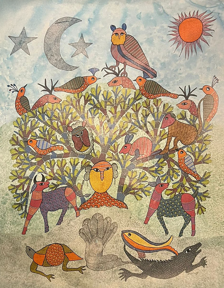 Teen Lok in Gond by Braj Bhooshan Dhurwey Thumbnail