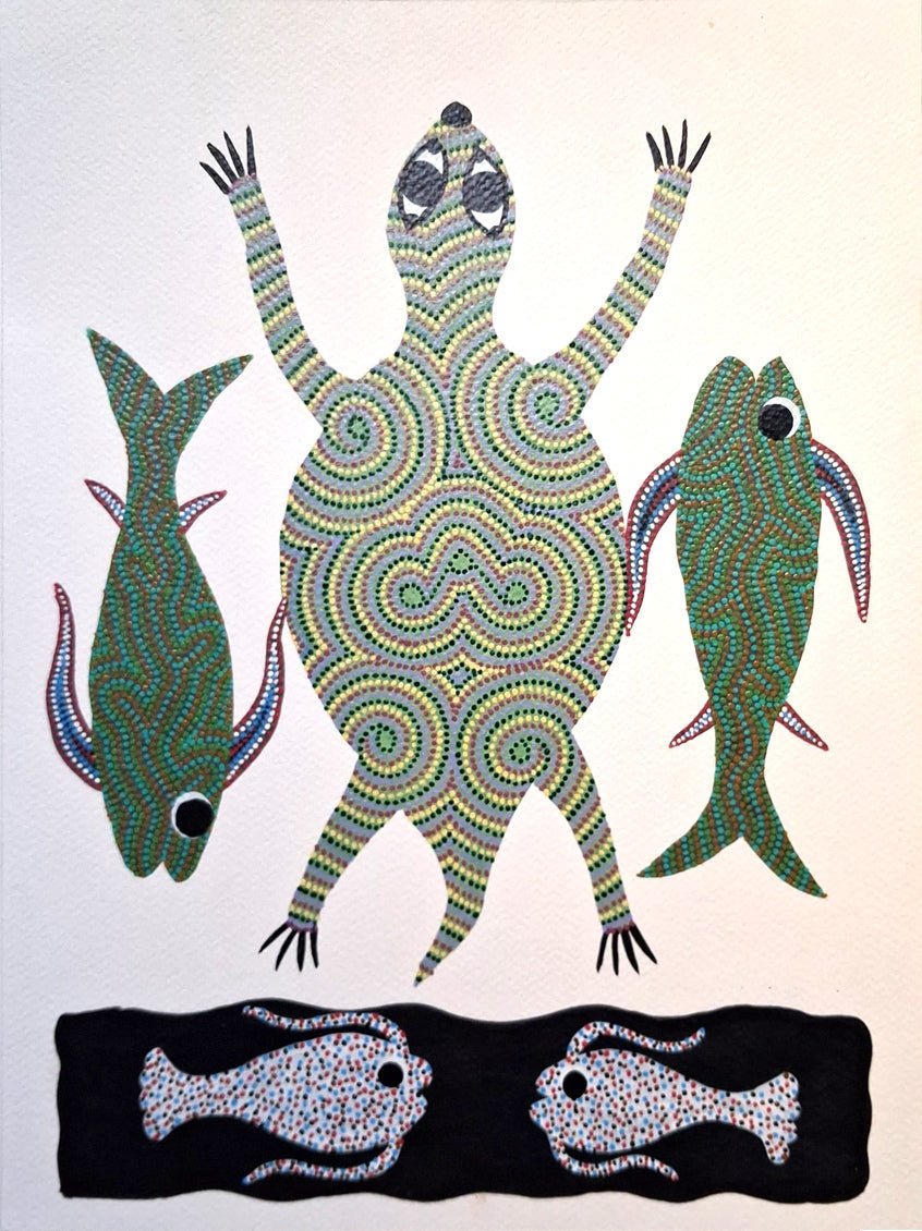 The Aquatic Life: Turtle and Fishes in Bhil by Kamlesh Parmar Thumbnail