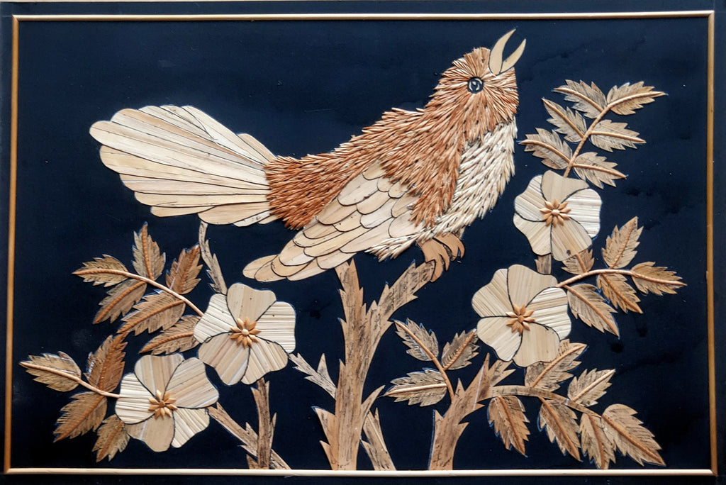 The Bird on the Hibiscus Branch in Sikki Grass Work by Suraj Kumar Sahu Thumbnail
