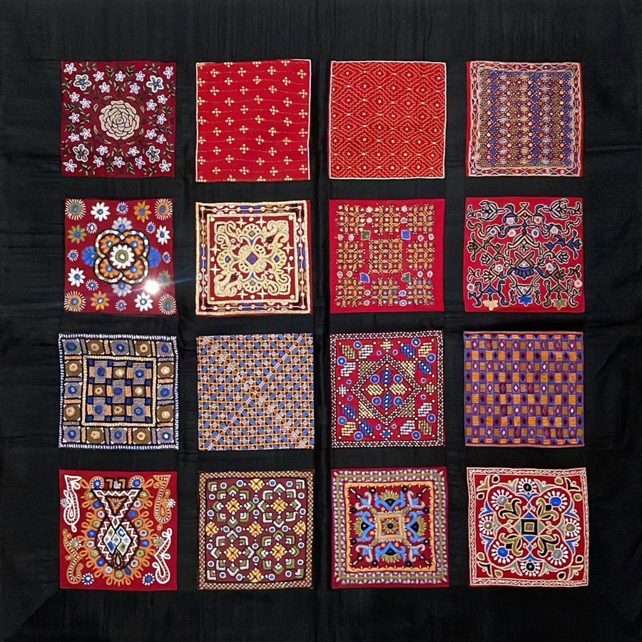 The Black Panel of Living Embroideries-Handpainted Artwork
