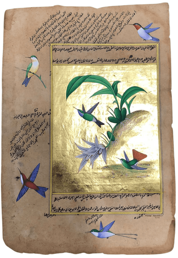 The Blue-Pocketed Orchid and Kingfisher in Mughal Miniature by Mohan Prajapati Thumbnail