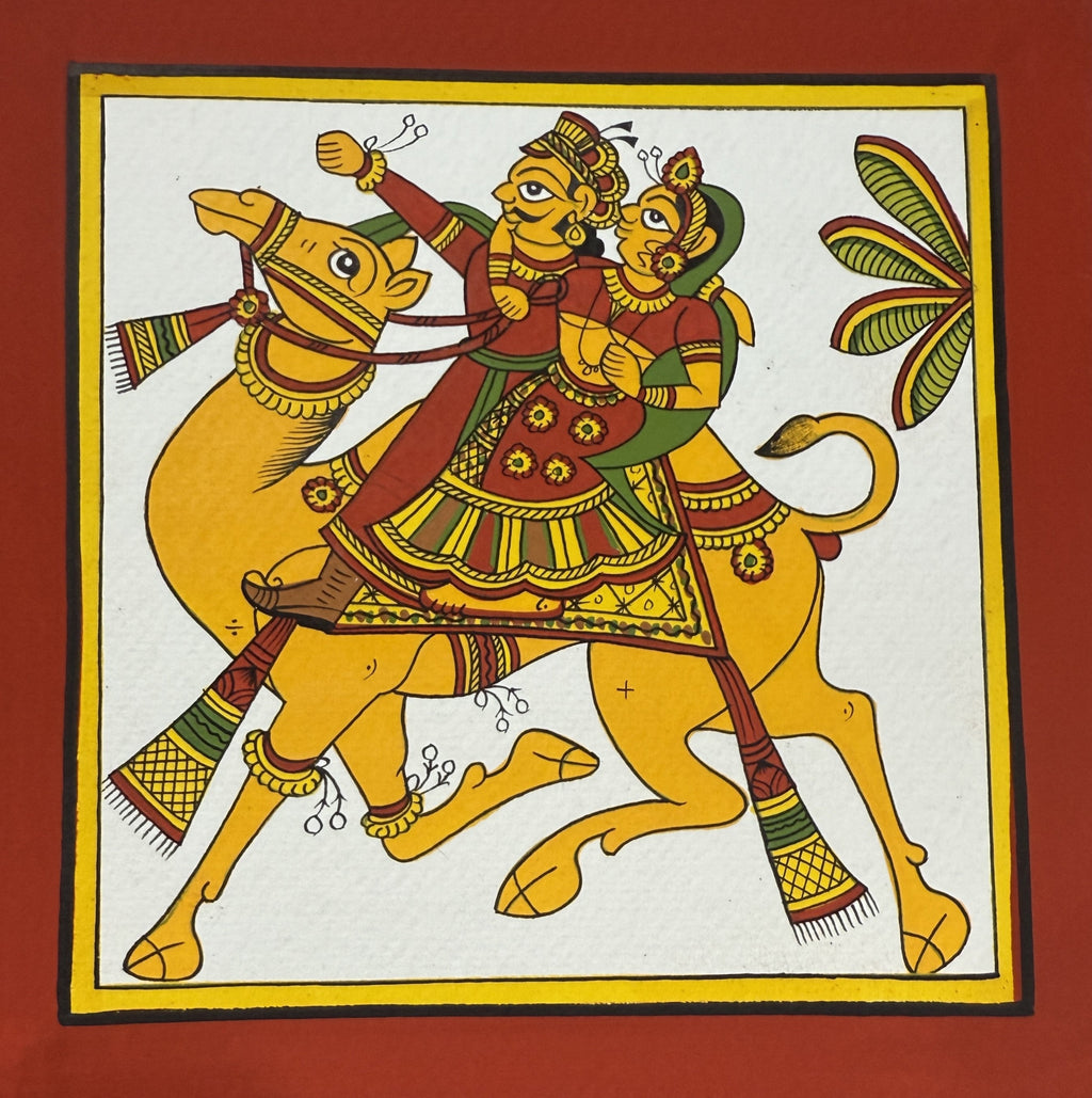 The Camel Ride: King and Queen in Phad Painting by Kalyan Joshi Thumbnail