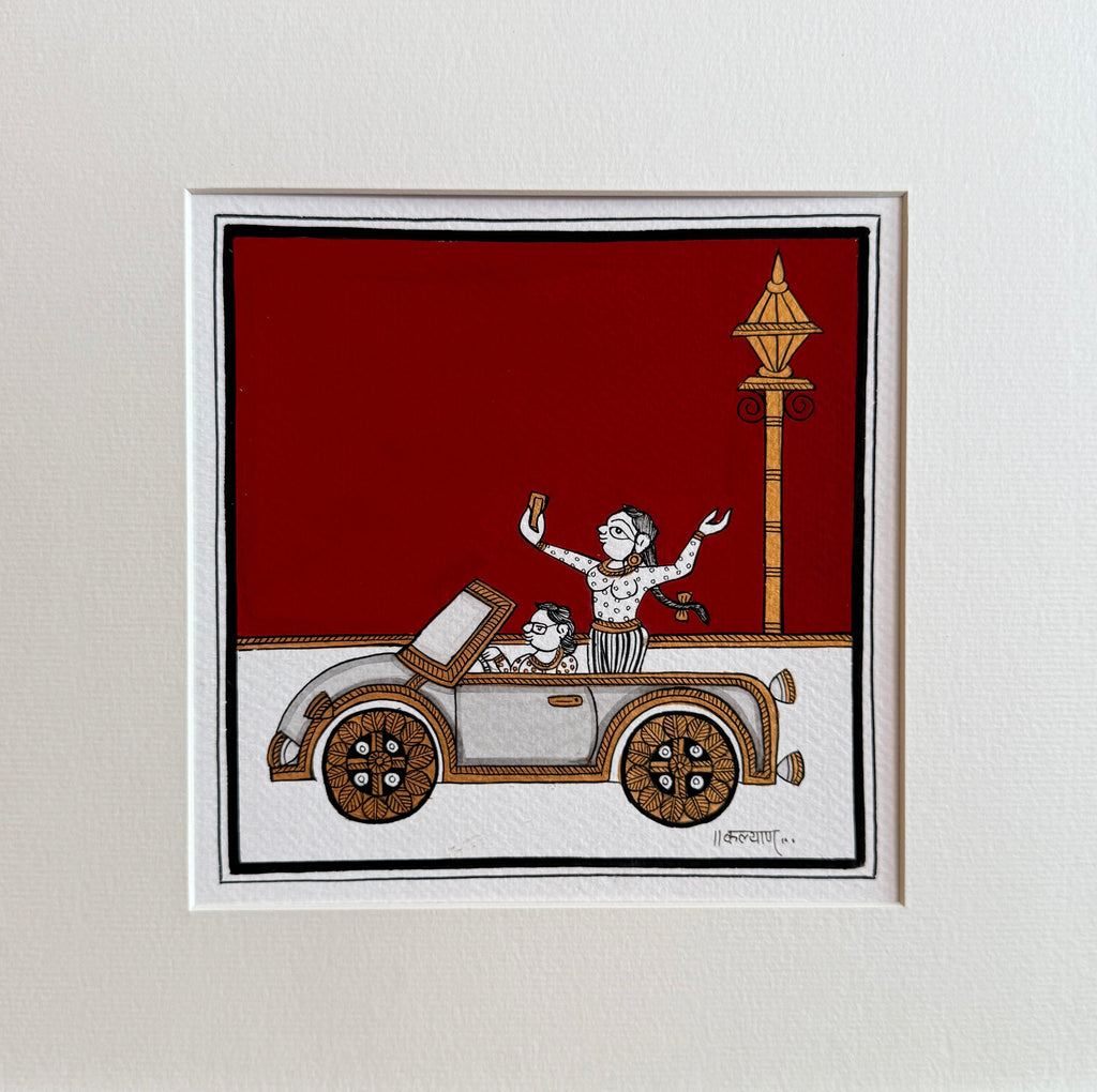 The Carefree Car Drive in Phad Painting by Kalyan Joshi Thumbnail