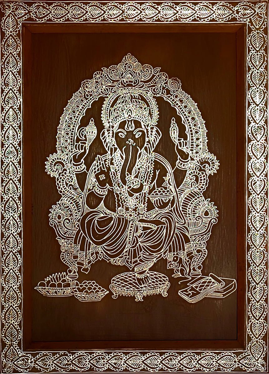 The Celestial Protector: Lord Ganesha in Tarkashi Inlay by Gaurav Shakya Thumbnail