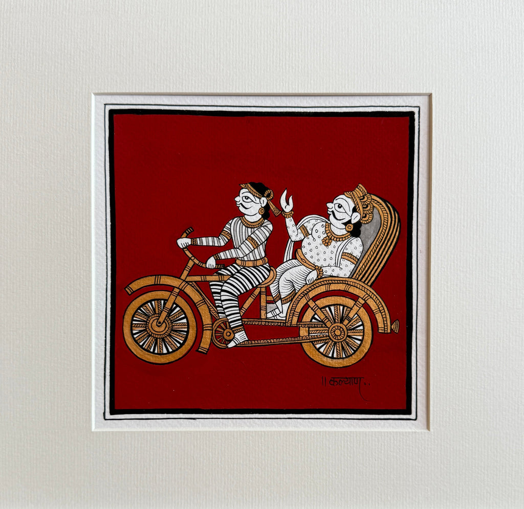 The Cycle Rickshaw Ride: A Phad Painting by Kalyan Joshi Thumbnail