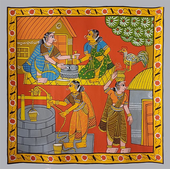 The Daily Life: Indian Village In Cheriyal Scroll by Sai Kiran Thumbnail