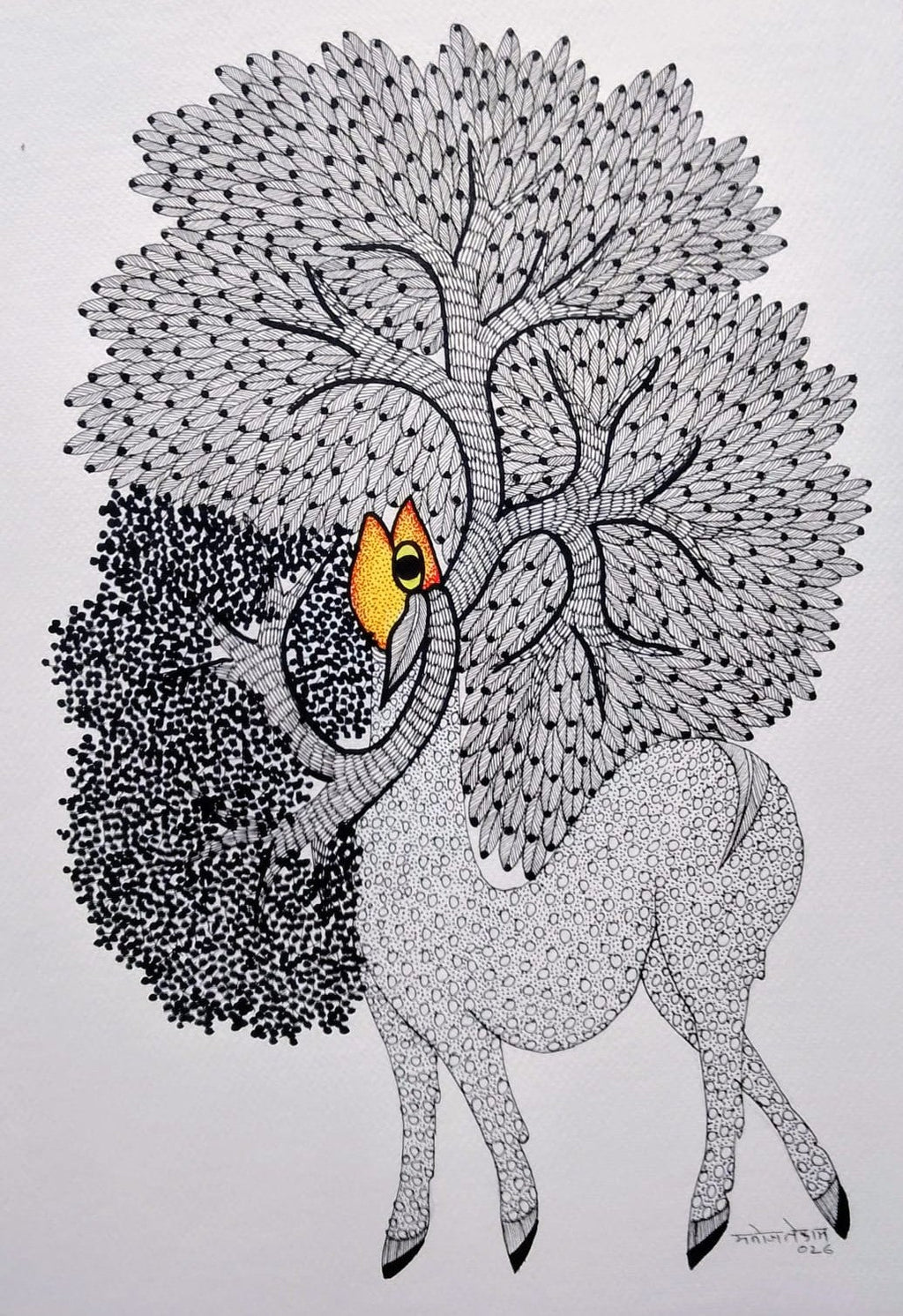 The Deer and the Canopy in Gond by Manoj Tekam Thumbnail