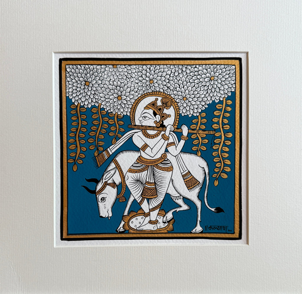The Divine Cowherd: A Phad Painting by Kalyan Joshi Thumbnail
