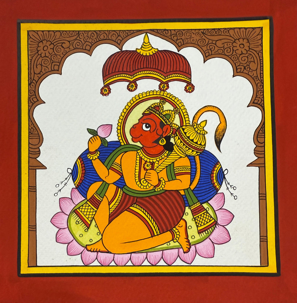 The Divine Devout: Lord Hanuman in Phad painting by Kalyan Joshi Thumbnail