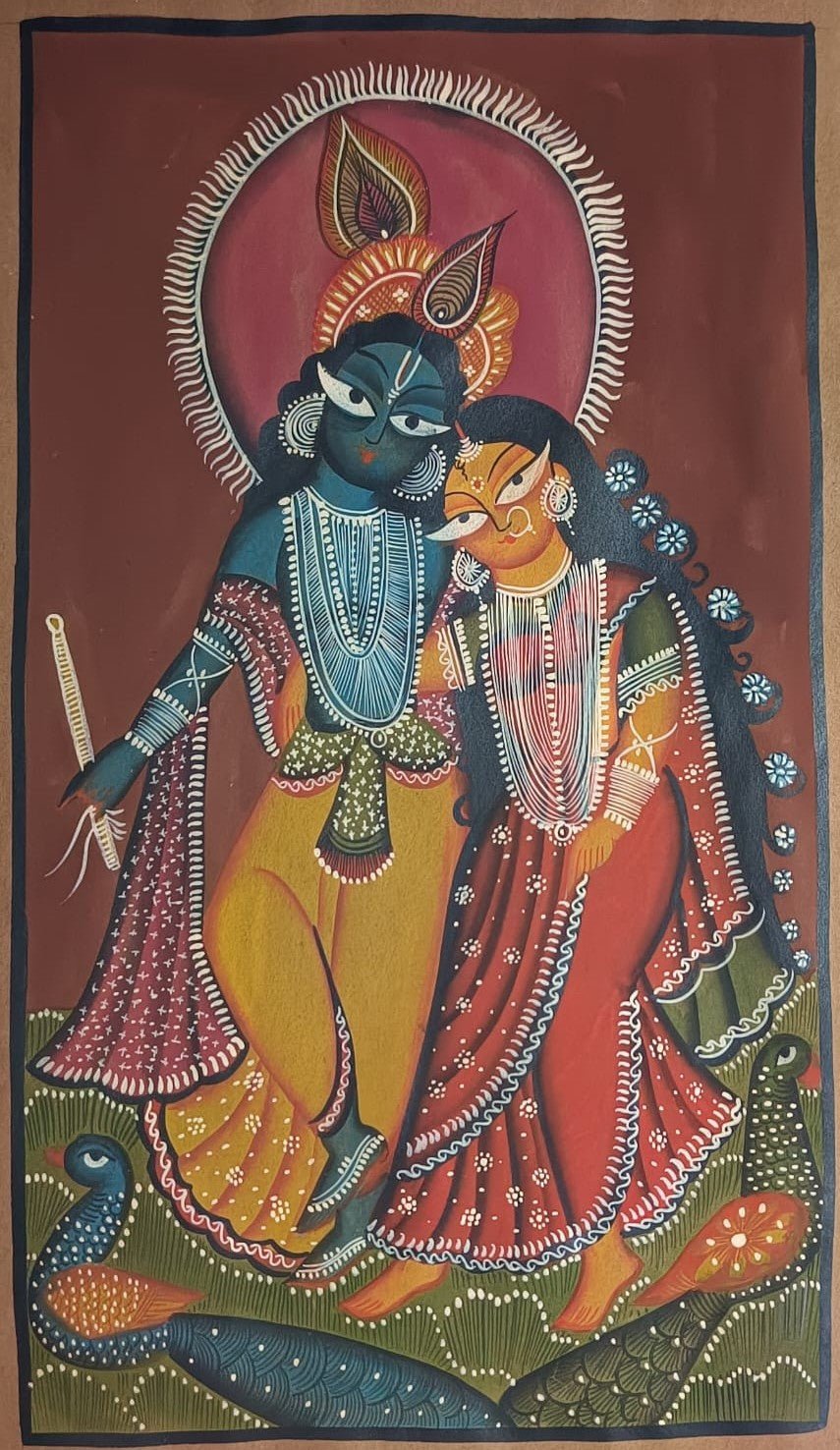 The Divine Radiance of Radha and Krishna in Kalighat by Sonali Chitrakar Thumbnail