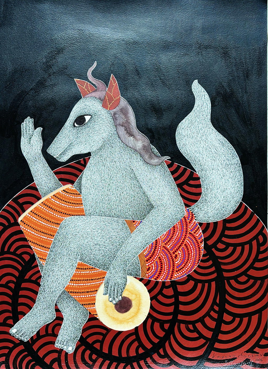 The Drummer in Gond by Venkat Shyam Thumbnail