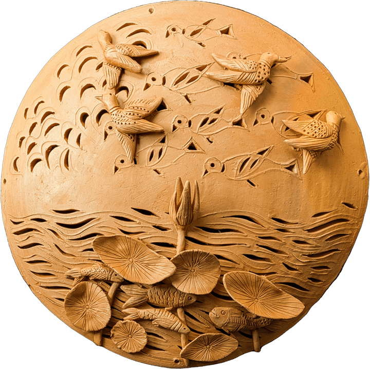 The Earthy Pond: Ripples, Leaves and Wings in Teracotta by Dolon Kundu Thumbnail