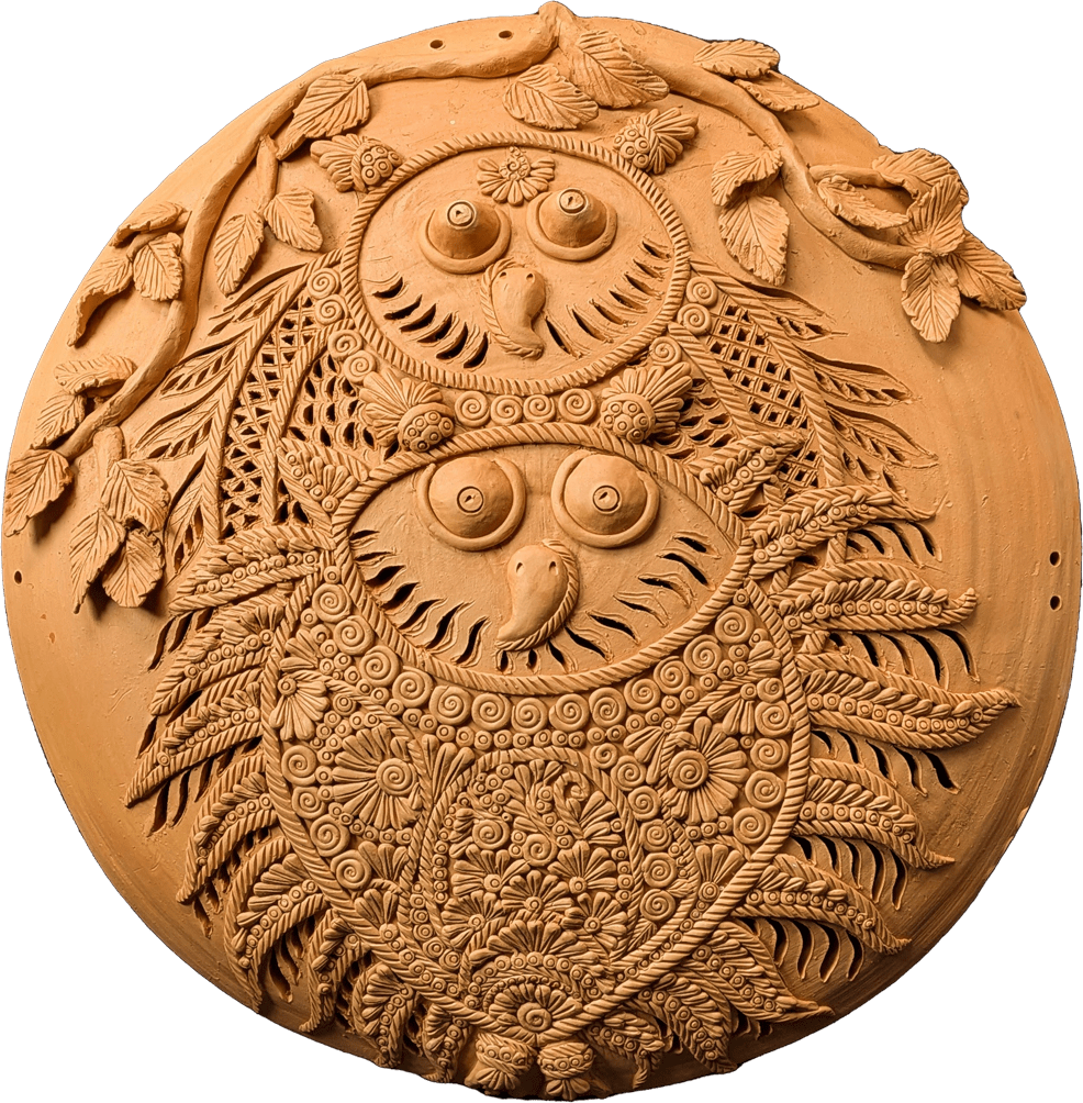 The Embrace of Wisdom: Owls Terracotta by Dolon Kundu Thumbnail