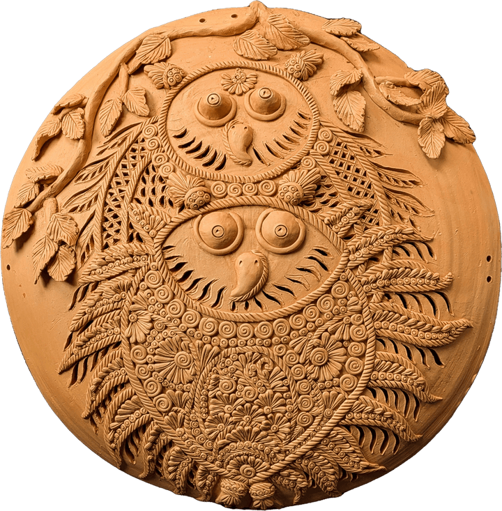 The Embrace of Wisdom: Owls Terracotta by Dolon Kundu Thumbnail
