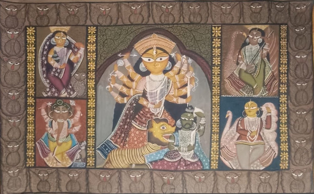 The Festival of Shakti: Along with Lord Ganesha and Kartikeya in Kalighat and Pattachitra Art by Sonali Chitrakar Thumbnail
