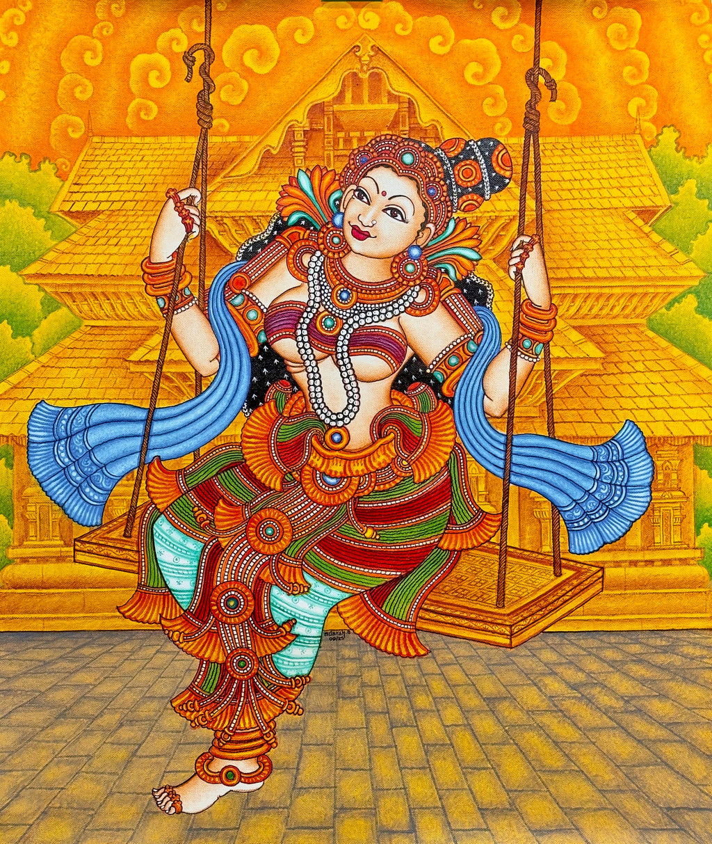 The Girl on the Swing in Kerala Mural by Adarsh Thumbnail