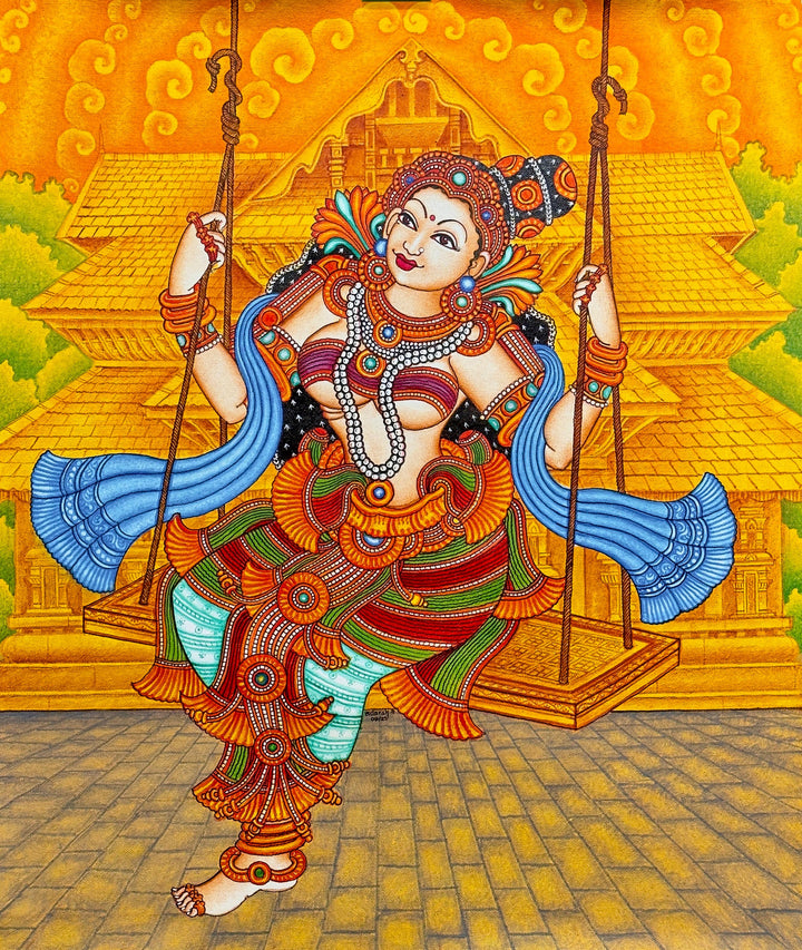 The Girl on the Swing in Kerala Mural by Adarsh Thumbnail