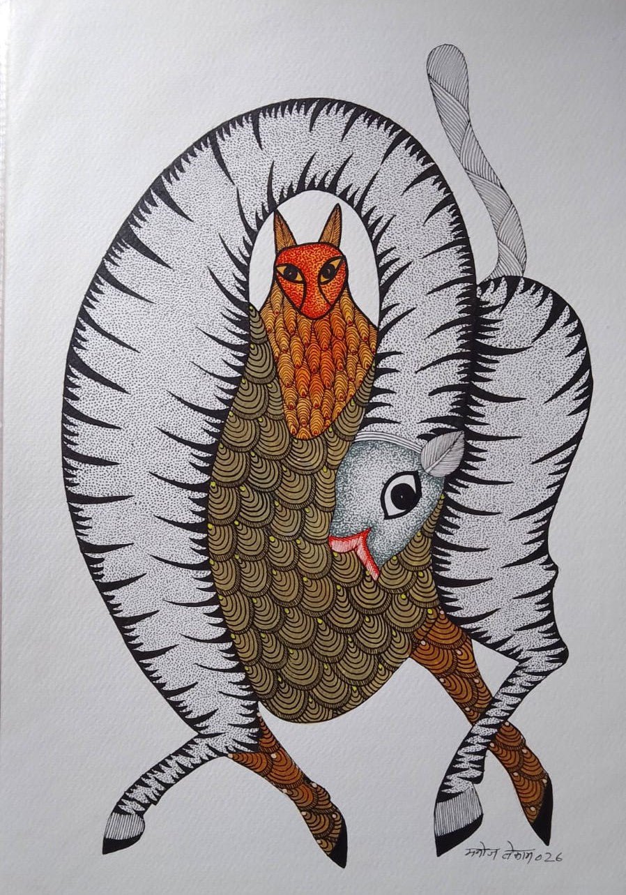 The Goat and the Lakadbagga in Gond by Manoj Tekam Thumbnail