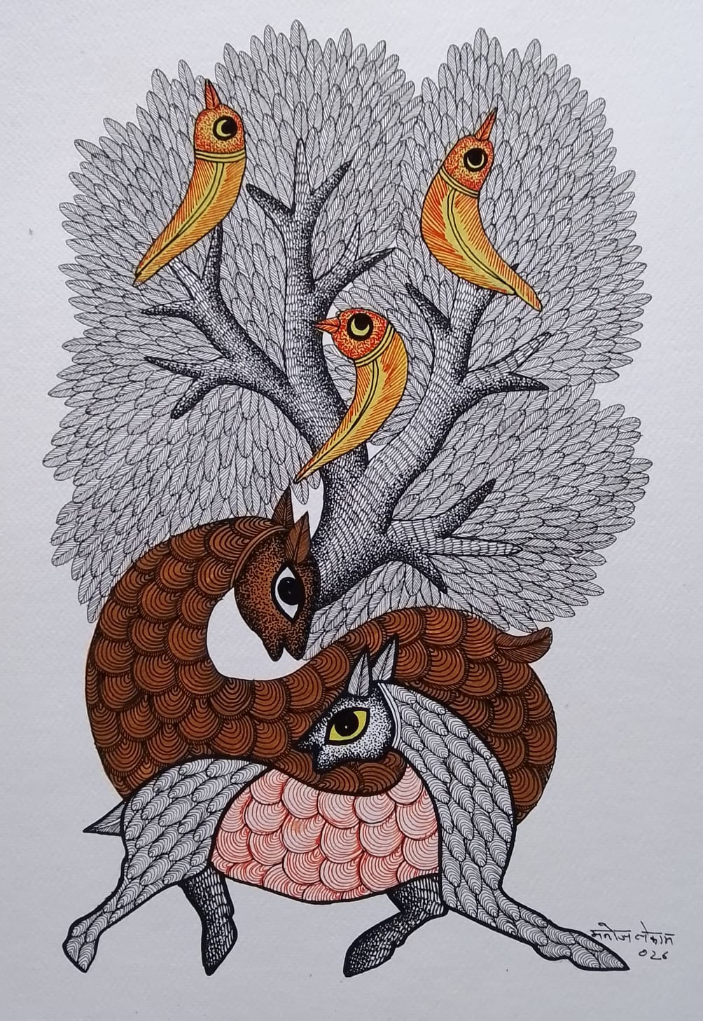 The Goats and the Birds in Gond by Manoj Tekam Thumbnail