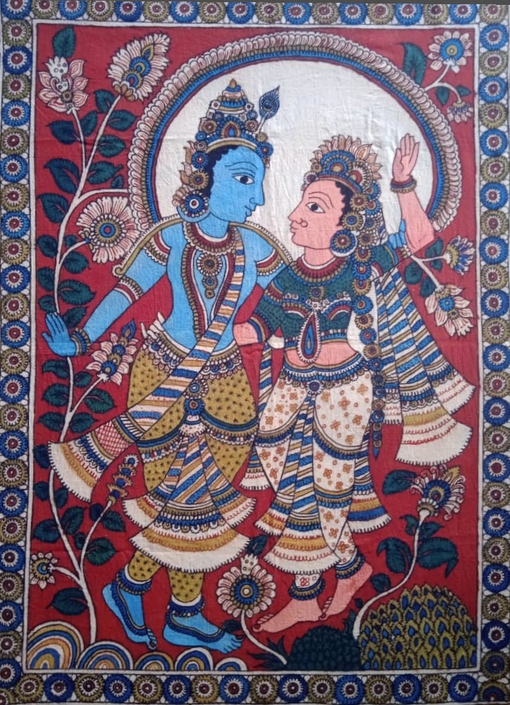 The Graceful Symphony: Radha Krishna in Kalamkari by Siva Reddy Thumbnail