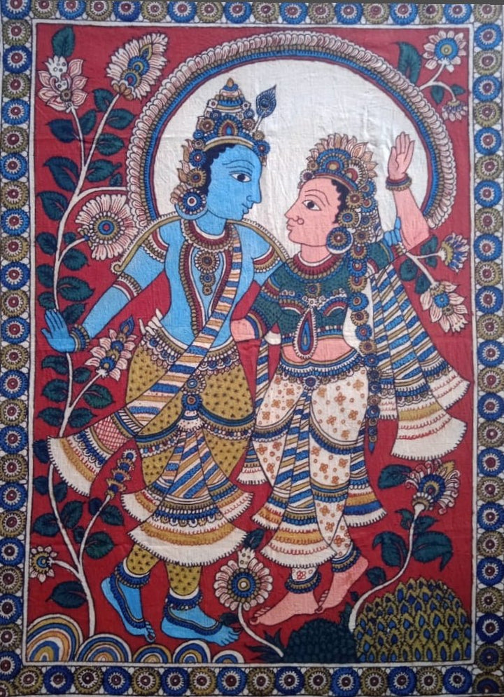 The Graceful Symphony: Radha Krishna in Kalamkari by Siva Reddy Thumbnail