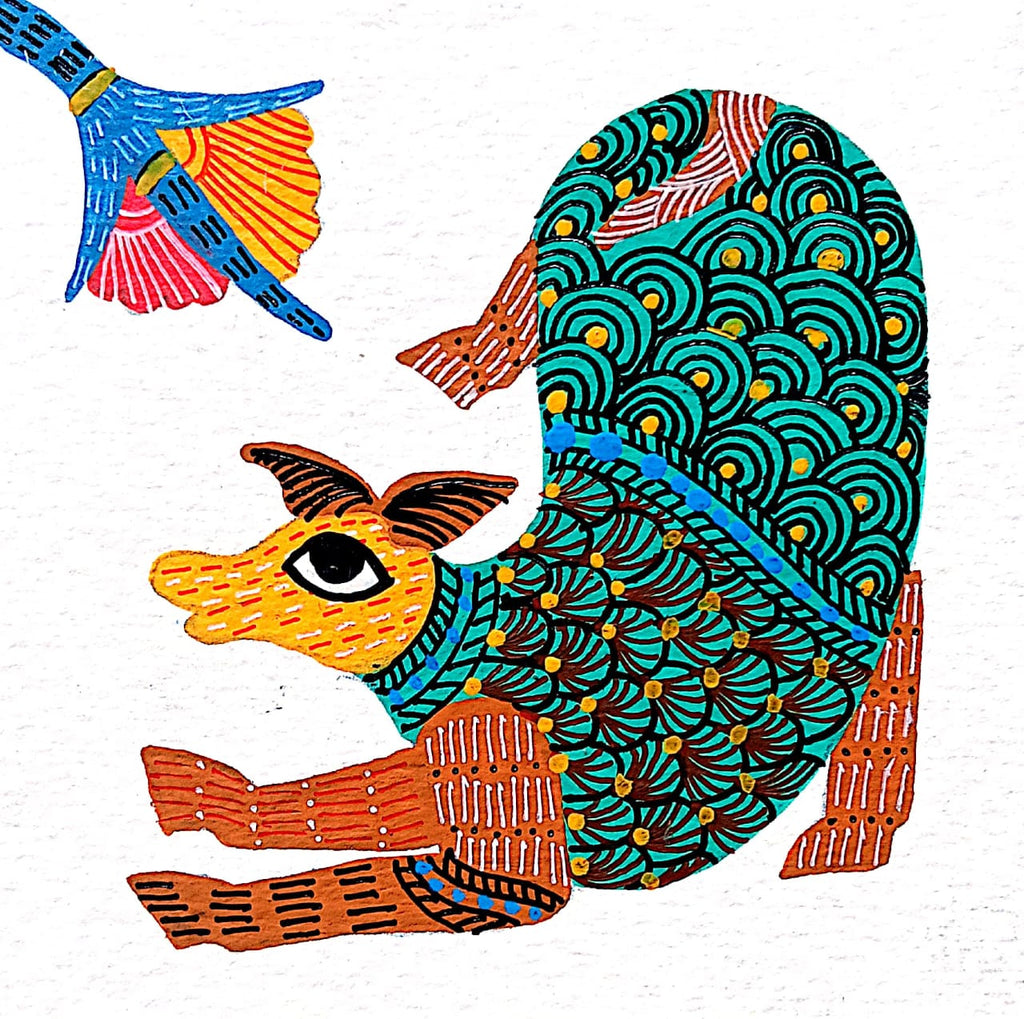 The Graceful Wanderer: A Deer in Gond by Kailash Pradhan Thumbnail