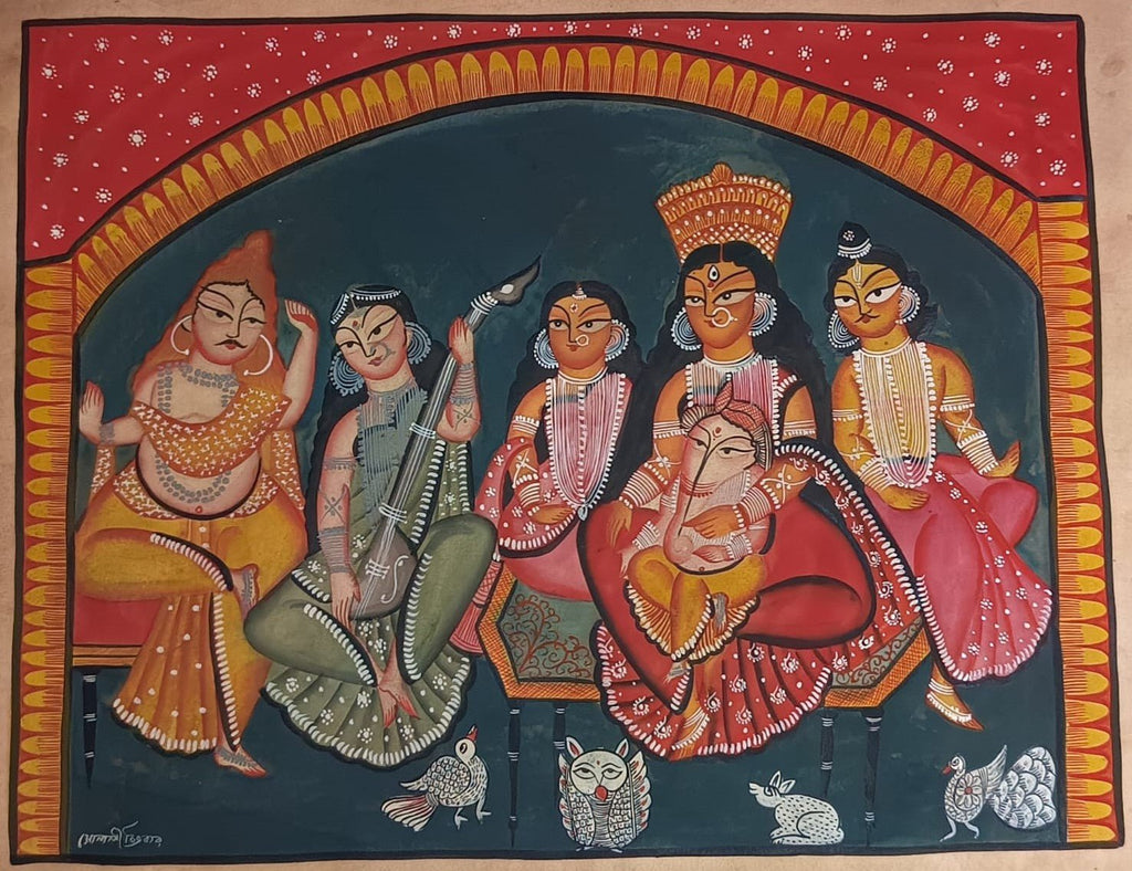 The Grand Darbar in Kalighat Painting by Sonali Chitrakar Thumbnail