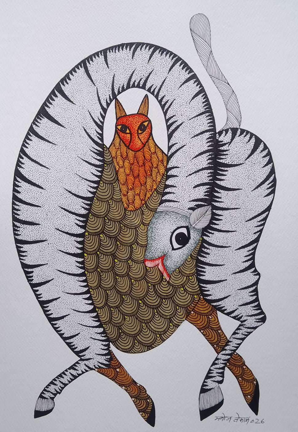 The Harmony of Opposites in Gond by Manoj Tekam Thumbnail