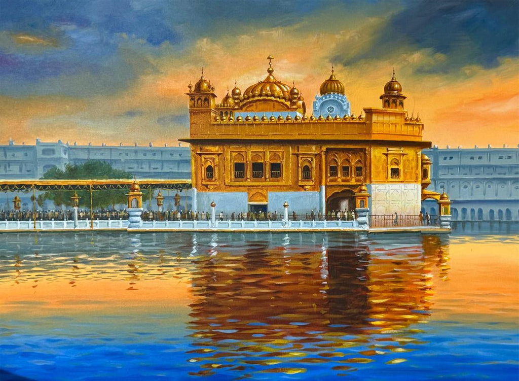 The Holy View: Golden Temple in Acrylic painting by Kulwinder Singh Thumbnail