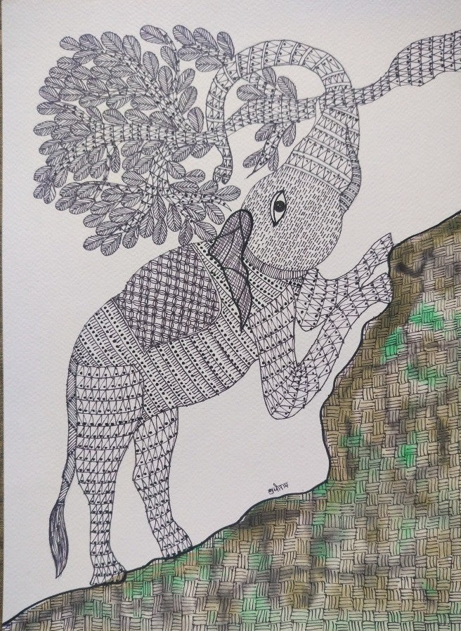 The Journey in Gond by Sukhiram Maravi Thumbnail