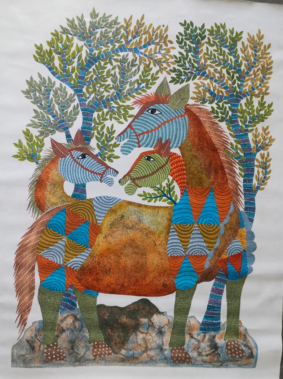 The King's Ride in Gond by Sukhiram Maravi Thumbnail