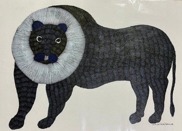 The Lion's Mane in Gond by Gareeba Singh Tekam Thumbnail