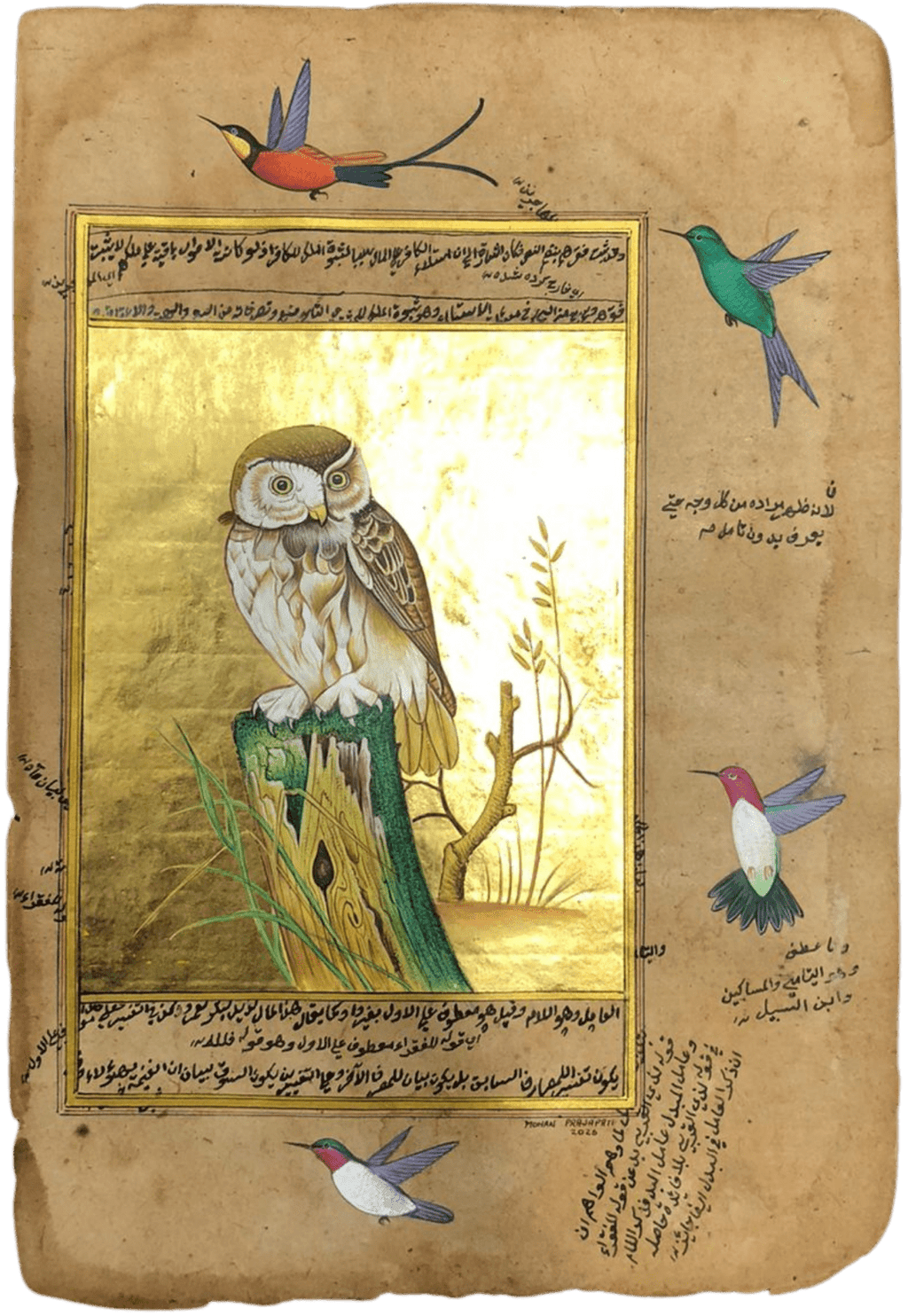 The Little Owl in Mughal Miniature by Mohan Prajapati Thumbnail