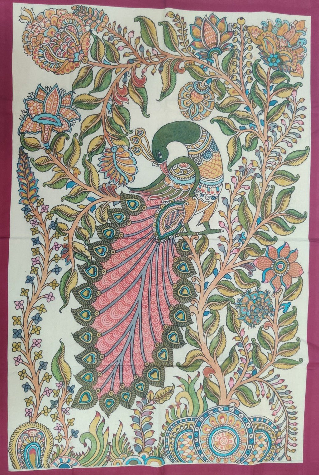 The Majestic Peacock in Kalamkari by Harinath N Thumbnail