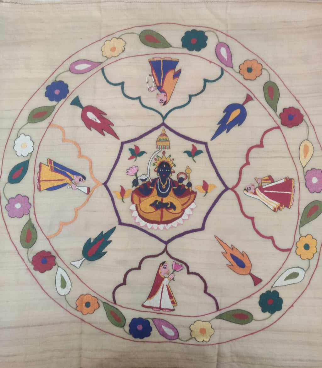 The Mandala of Lord Vishnu in Chamba Rumal painting by Anjali Vakil Thumbnail
