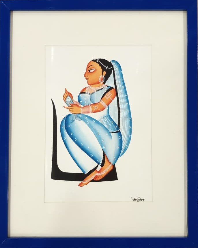 The Mirror Admiration: Nayika (Heroine) in Kalighat by Uttam Chitrakar Thumbnail