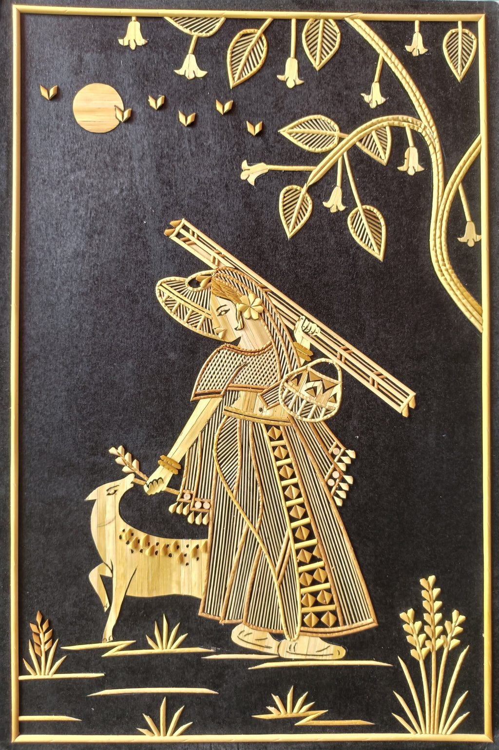 The Musician and the Deer in Sikki grass work by Suraj Kumar Sahu Thumbnail