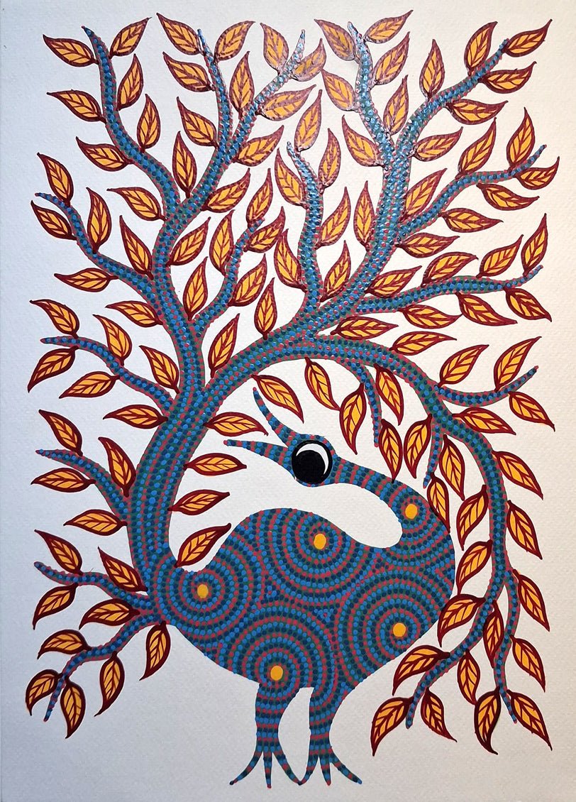 The Nature's Embrace: Bird and Tree In Bhil by Kamlesh Parmar Thumbnail