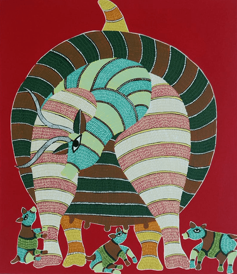 The Nature's Gaze in Gond painting by Saroj Venkat Shyam Thumbnail