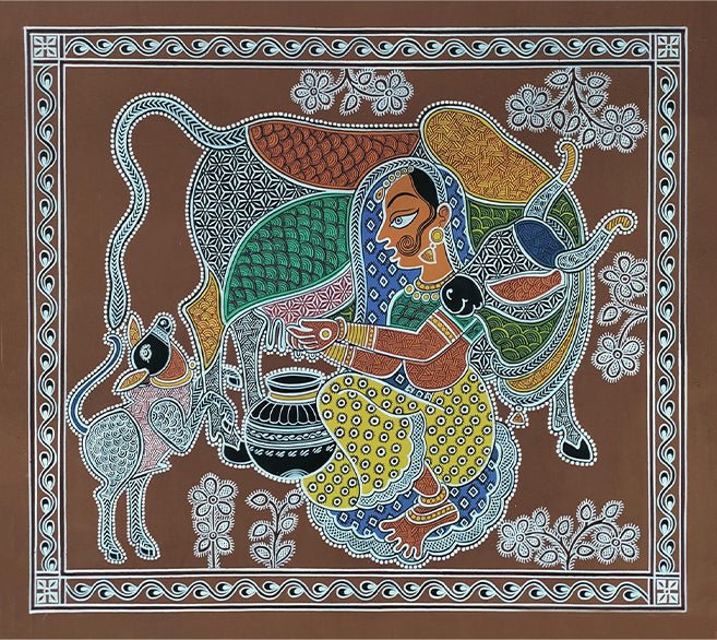 The Pastoral Milkmaid In Mandana by Vidya Soni Thumbnail