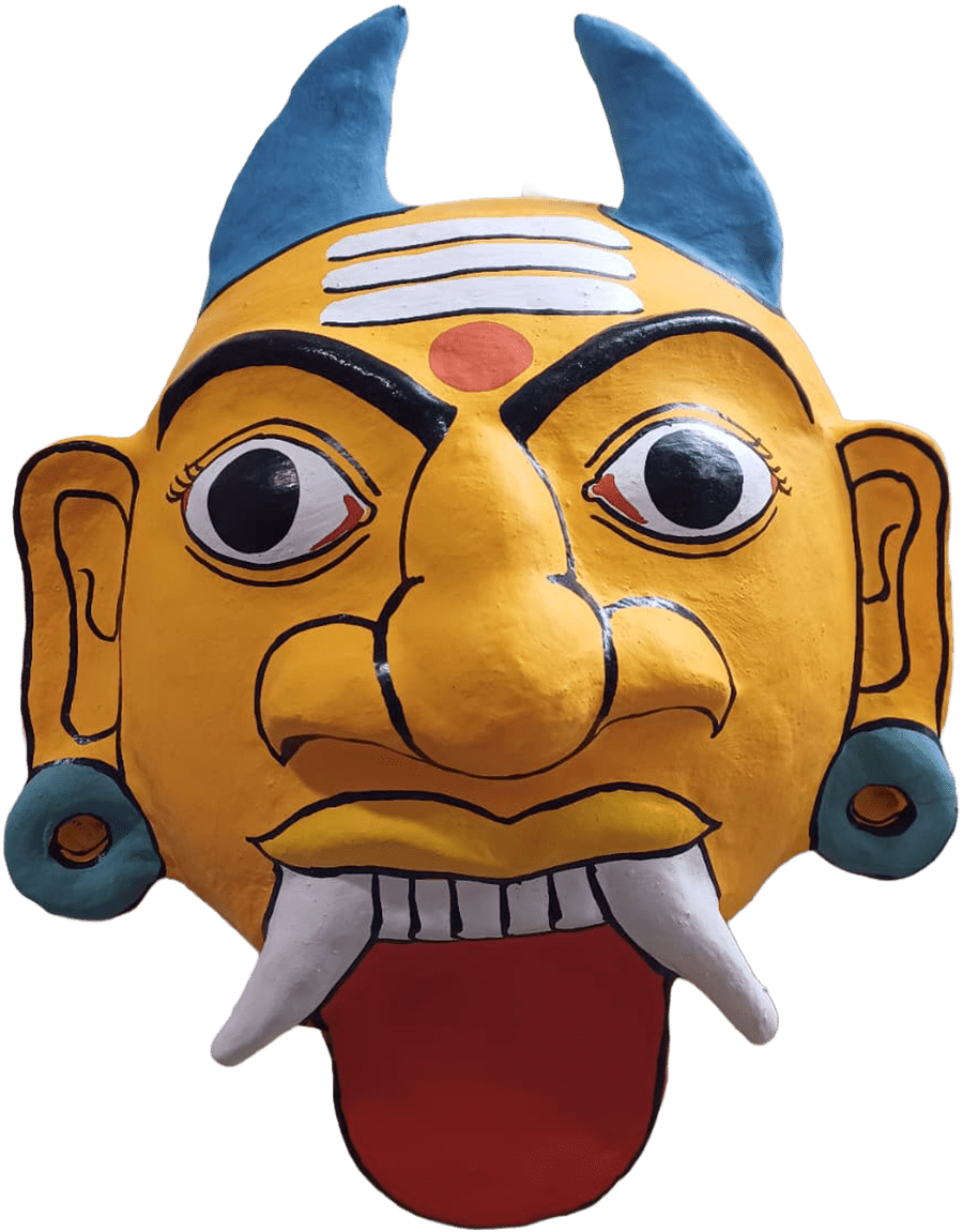 The playful protector in Cheriyal mask by Sai Kiran Thumbnail