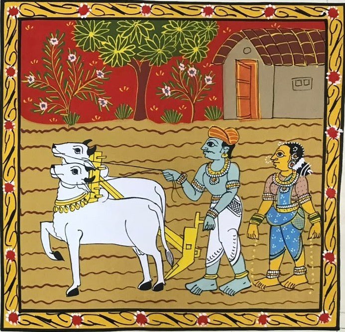 The Ploughing of the Field in Cheriyal Scroll by Dhanalakota Rakesh Thumbnail