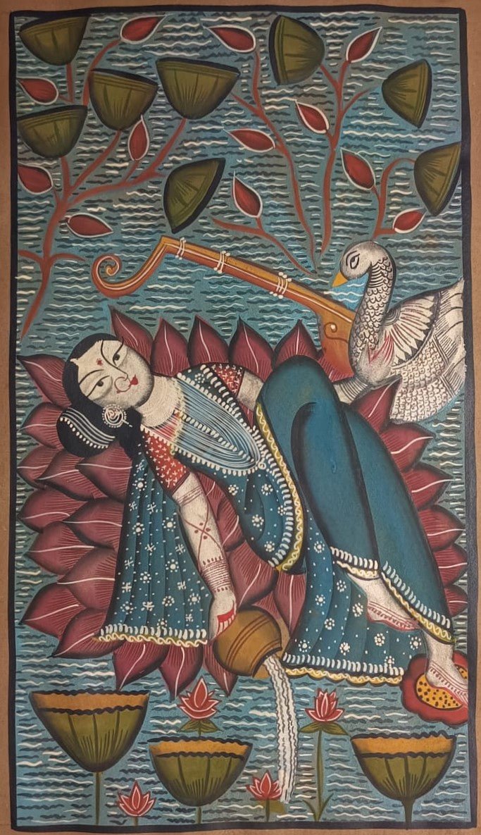 The Reclining Goddess Saraswati in Kalighat by Sonali Chitrakar Thumbnail