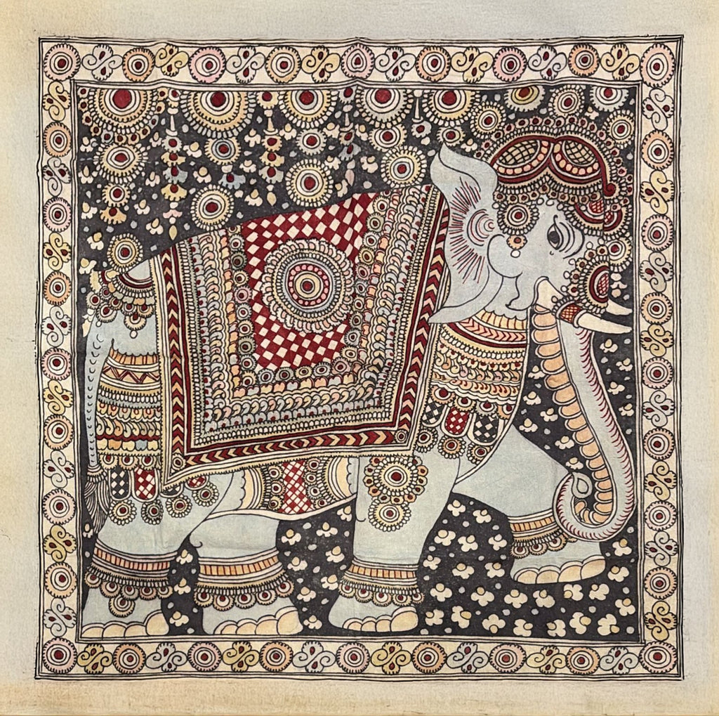 The Royal Giant: Ornamental Elephant in Kalamkari by Sudheer Thumbnail