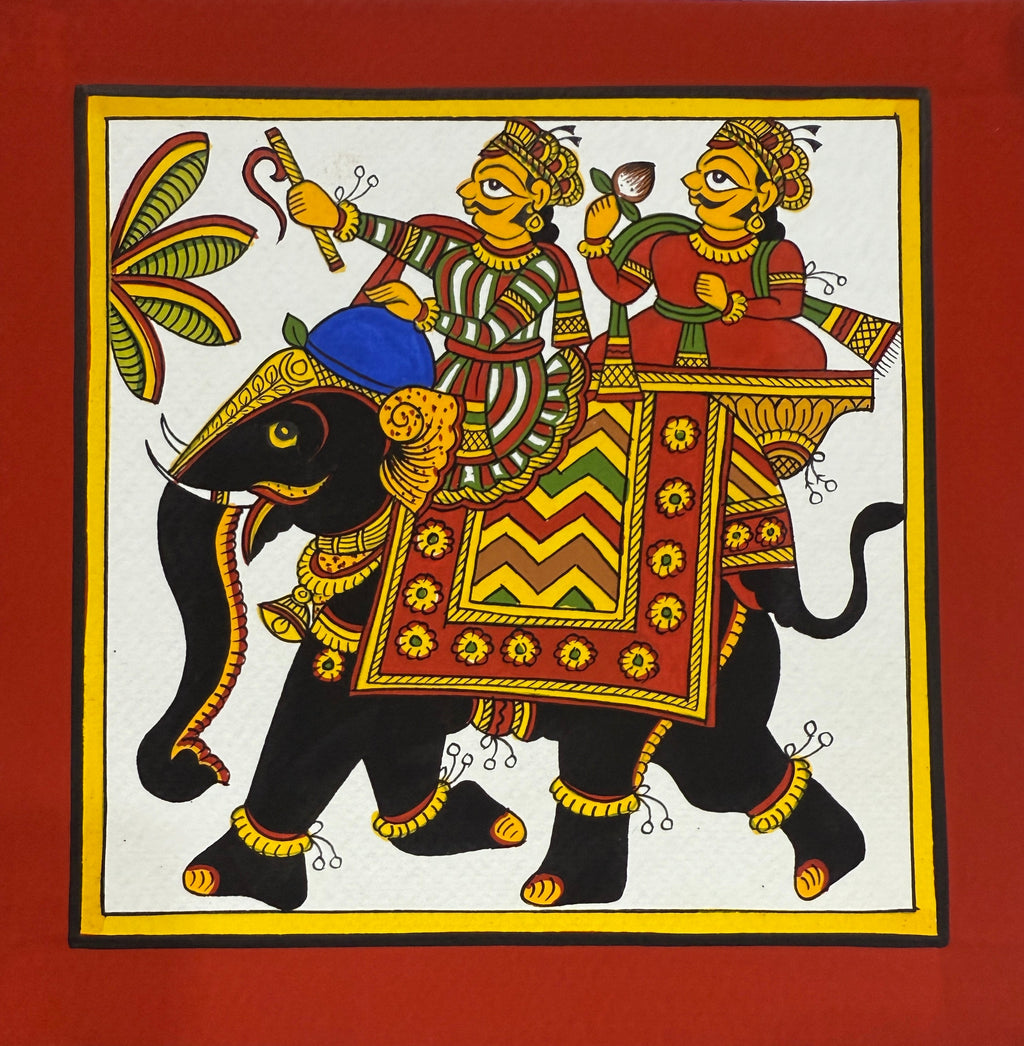 The Royal Journey: Men and Elephant in Phad Painting by Kalyan Joshi Thumbnail