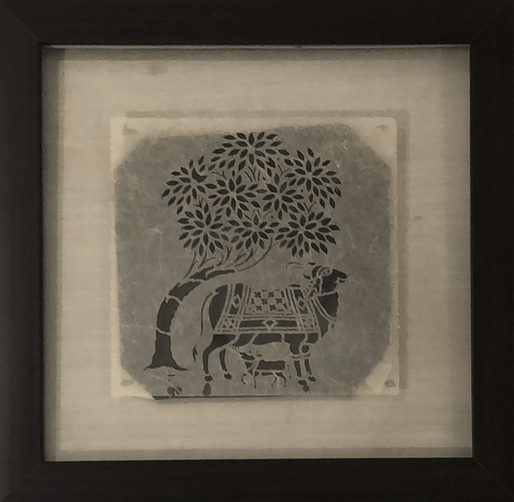 The Sacred Cow Kamdhenu with Calf in Sanjhi by Ashutosh Verma Thumbnail