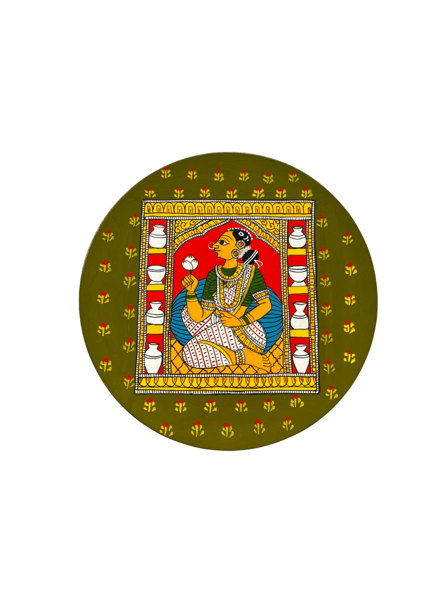 The Seated Lady in Cheriyal Scroll Wall Plate by Dhanalakota Rakesh Thumbnail