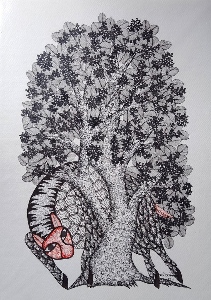 The Siyar beneath the Mahua Canopy in Gond by Manoj Tekam Thumbnail