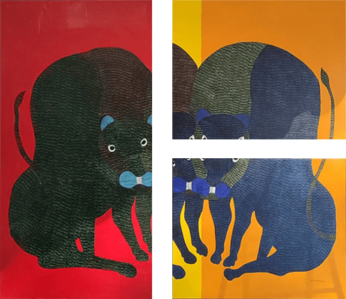 The Streak of Tigers: A Gond Painting by Gareeba Singh Tekam Thumbnail
