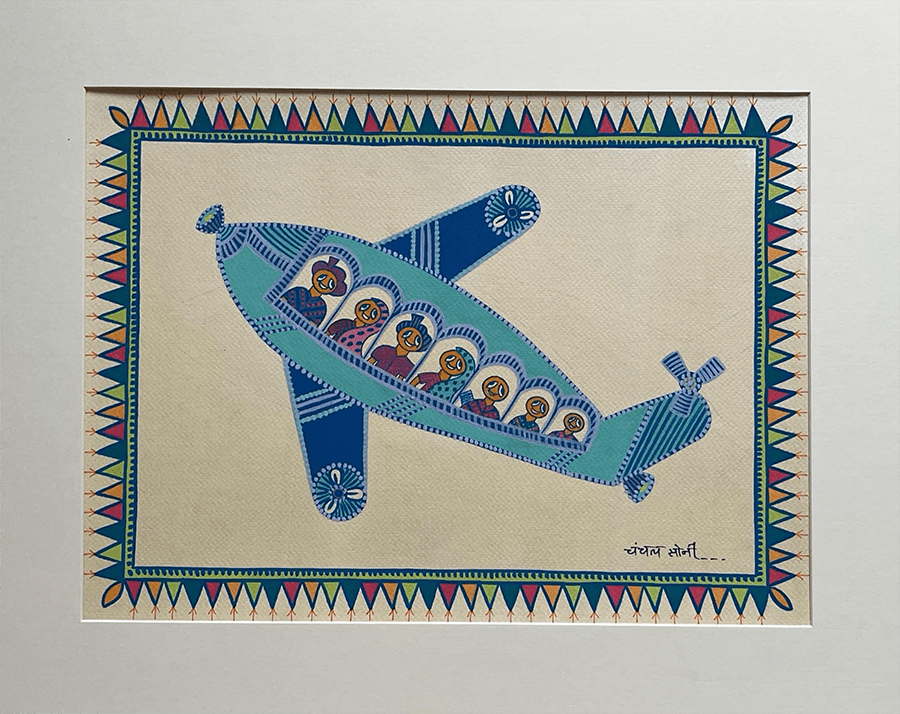 The Take Off: Airplane In Pithora art by Chanchal Soni Thumbnail